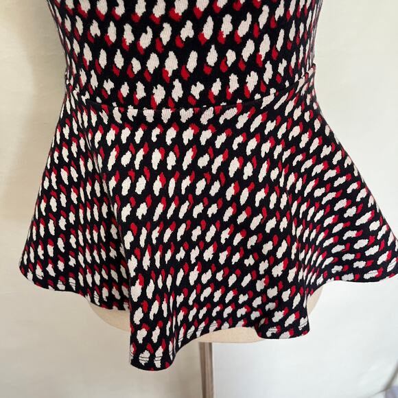 Eri Ali Effie Peplum Knit Womens Top Sz XS Retro Mod Cottagecore Anthropologie - Picture 8 of 14